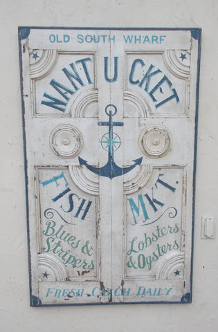 Nantucket Fish Market on antique door