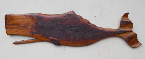 4' Antique Pine Carved Whale
