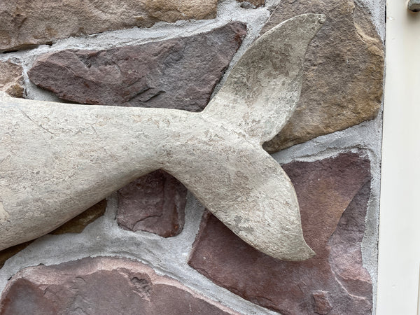 Large Carved Whale in White