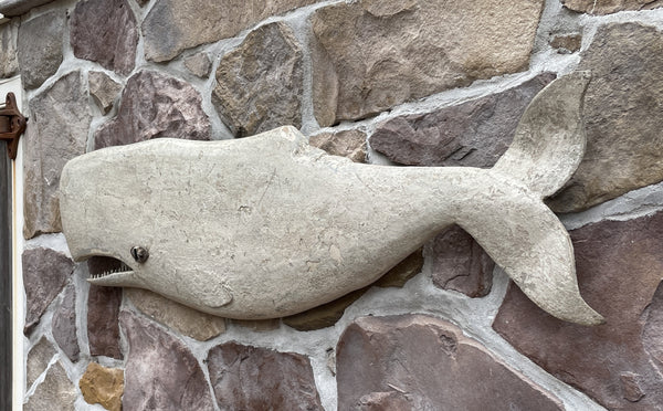 Large Carved Whale in White