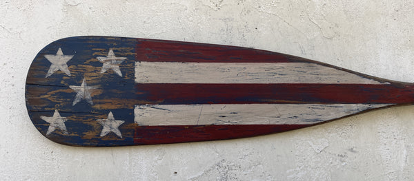 Flag Decorated Vintage Boat Paddle