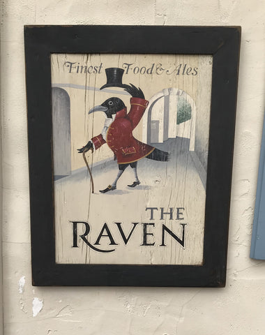 The Raven English Pub sign