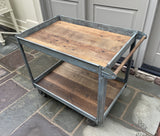 Pair of Vintage Industrial Bar Carts – Upcycled with Reclaimed Wood
