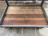 Pair of Vintage Industrial Bar Carts – Upcycled with Reclaimed Wood