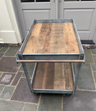 Pair of Vintage Industrial Bar Carts – Upcycled with Reclaimed Wood