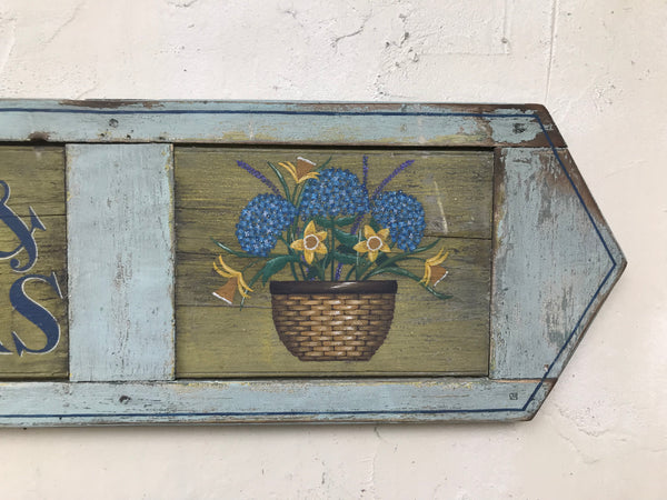 Daffodils and Hydrangeas on antique shutter