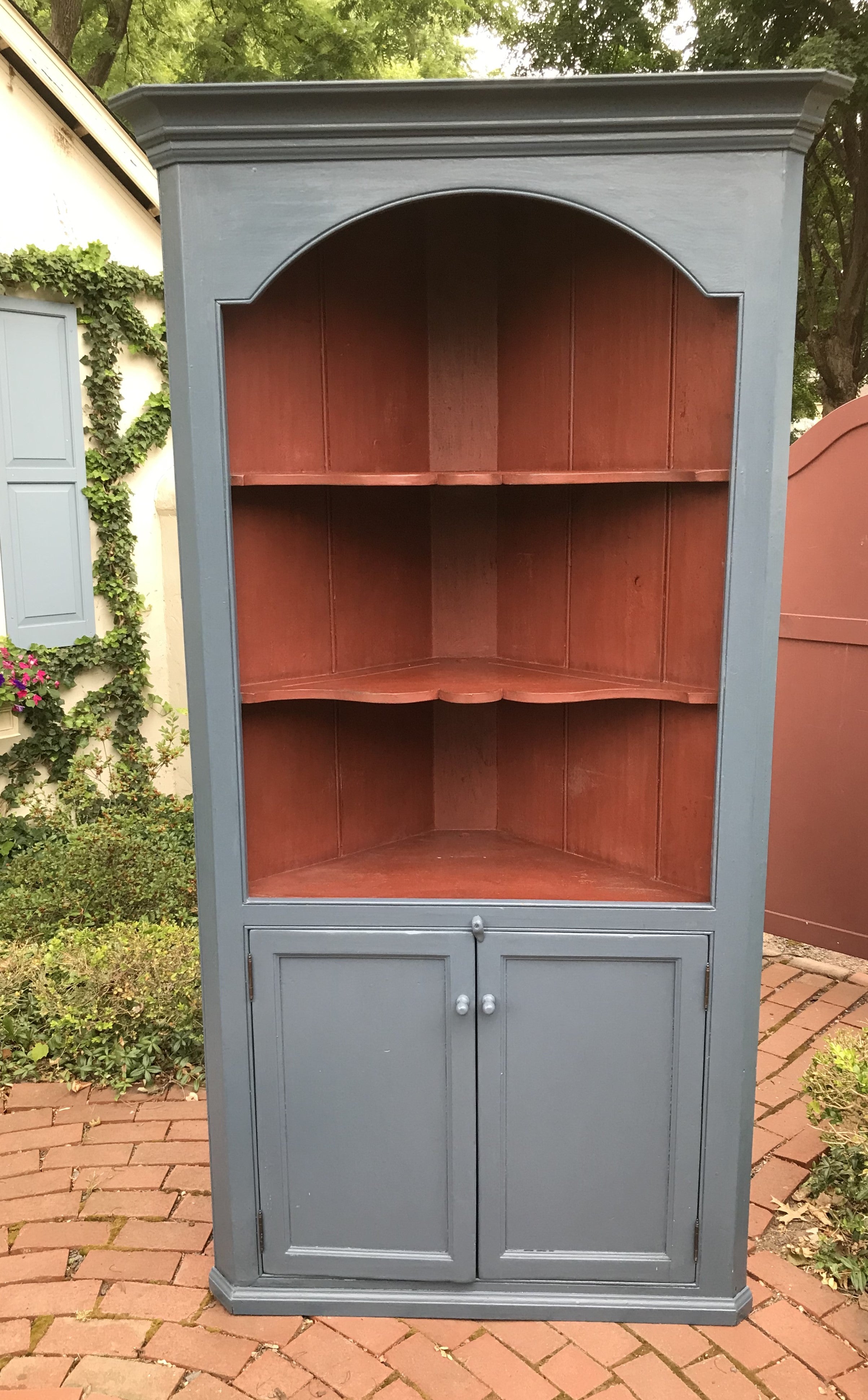 Tombstone Pine Corner Cupboard