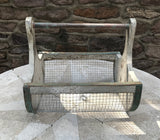 Handmade Garden Hod Mesh & Wood Harvest Basket with Copper Accents