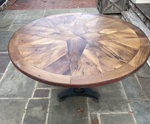 48" Round Table with Compass Rose design and Cast Iron Base