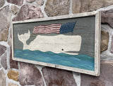 Folk art whale with flag