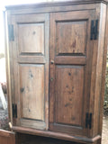 Early Antique 4-Door Corner Cupboard in Yellow Pine