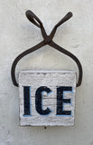 ICE sign with vintage Ice Tongs