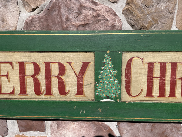 Merry Christmas on antique shutter