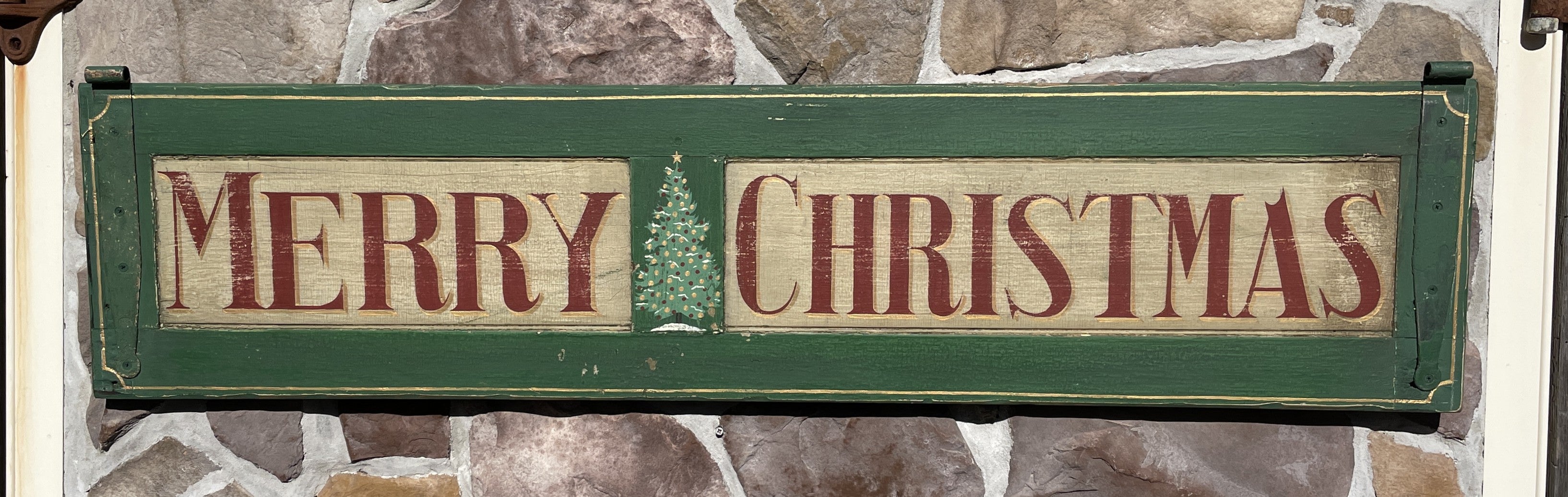 Merry Christmas on antique shutter