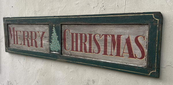 Merry Christmas on antique shutter