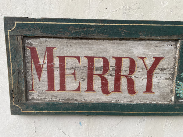 Merry Christmas on antique shutter