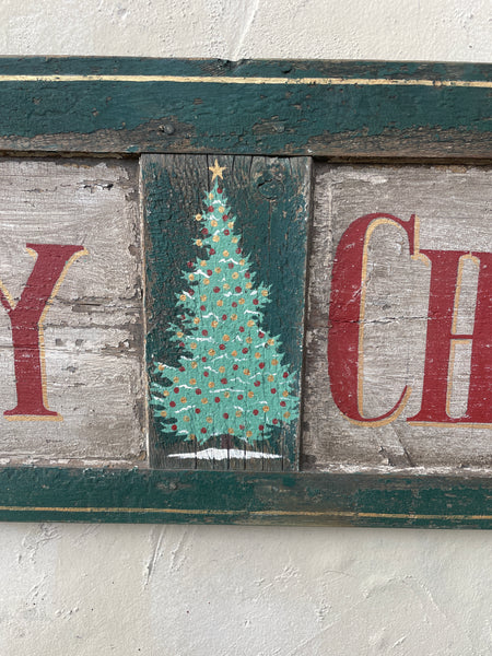 Merry Christmas on antique shutter