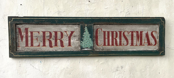 Merry Christmas on antique shutter
