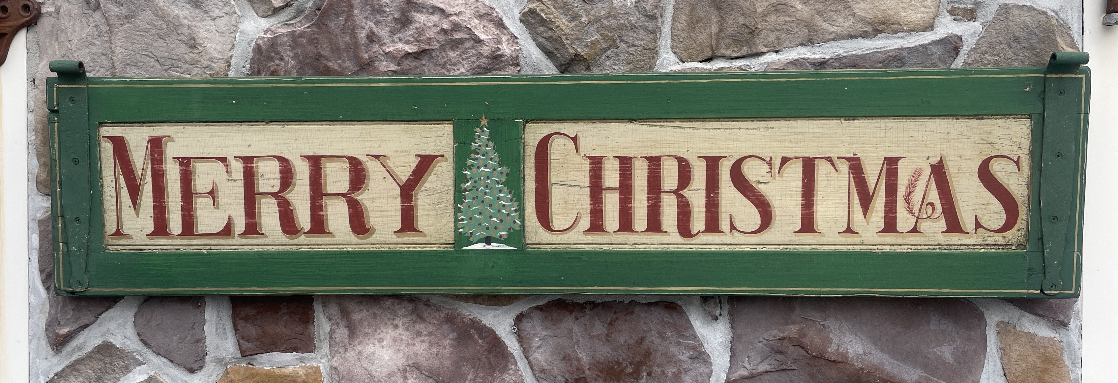 Merry Christmas on antique shutter