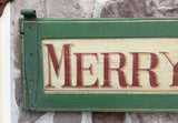 Merry Christmas on antique shutter
