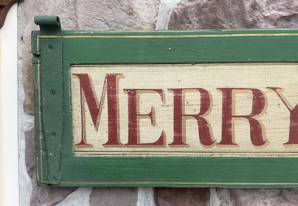 Merry Christmas on antique shutter