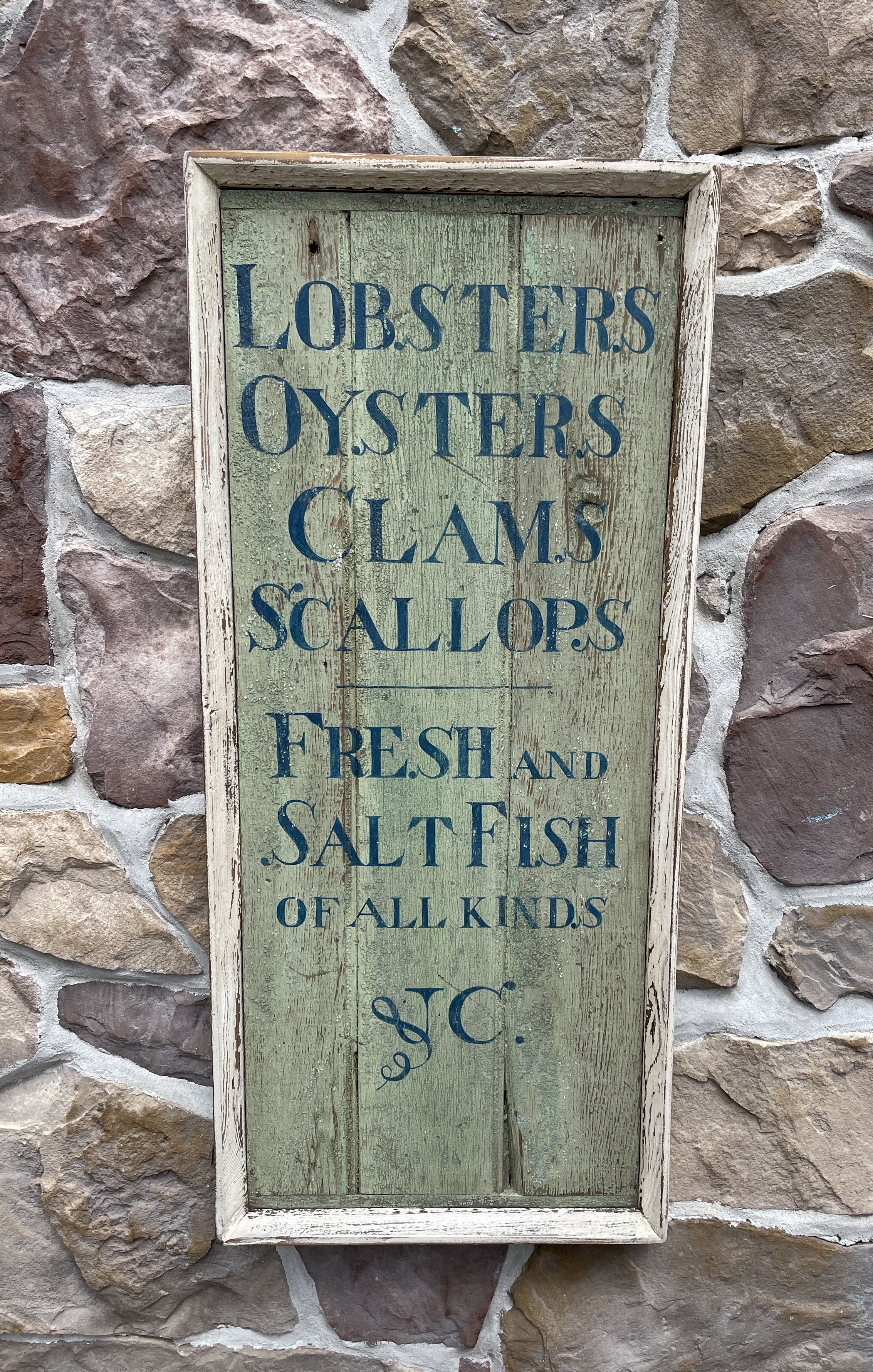 Lobsters, Oysters, etc seafood sign