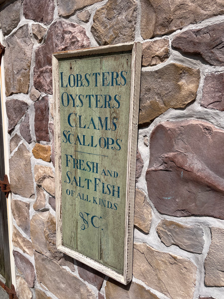 Lobsters, Oysters, etc seafood sign