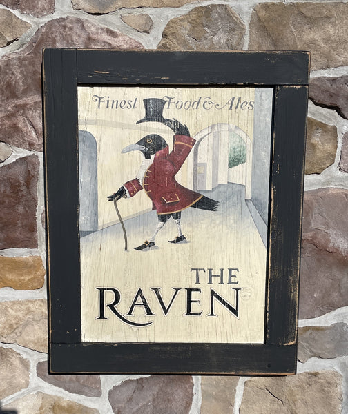 The Raven English Pub sign