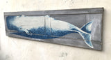 Whale painting on antique shutter