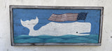 Folk art whale with flag