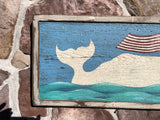 Folk art whale with flag