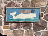 Folk art whale with flag