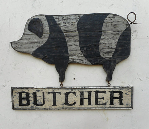 Butcher sign with pig