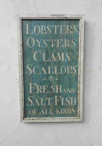 Lobsters, Oysters, etc seafood sign